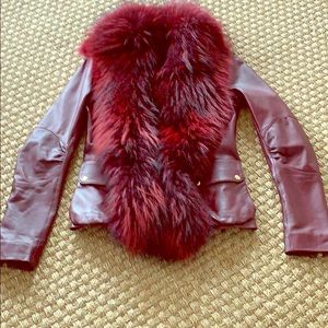 Leather and faux fur jacket